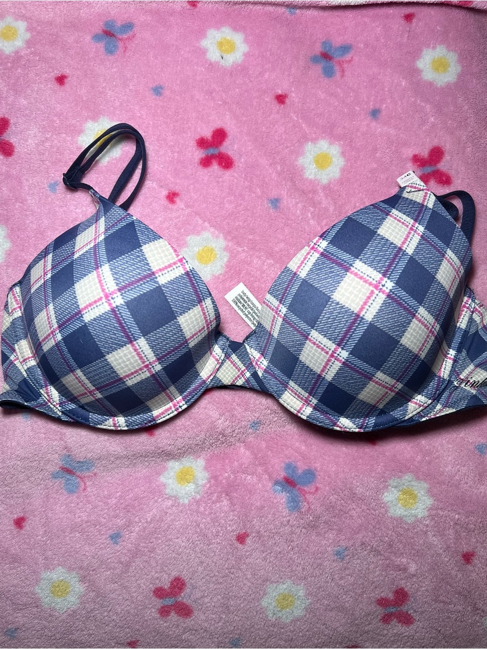 Victoria's Secret Navy, White and Pink Plaid Bra